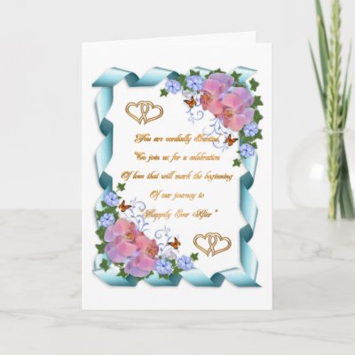 Wedding invitation Orchids border Greeting Card by Irisangel