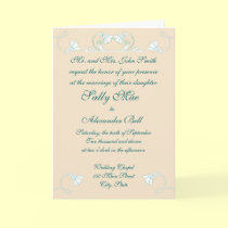 Wedding Invitation Peach and Teal cards