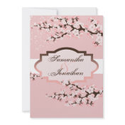 Wedding Invitation Pink Cherry Blossom Floral