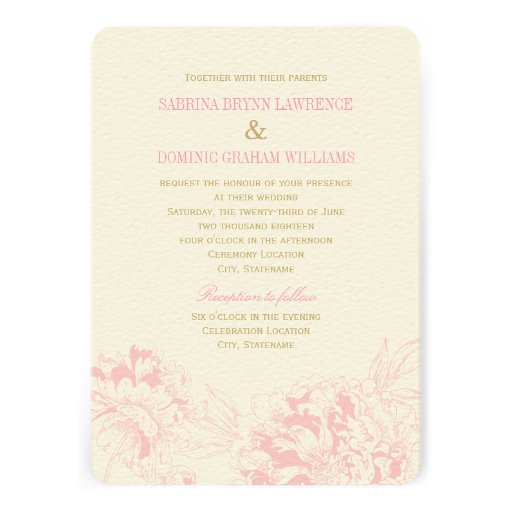 Wedding Invitation | Pink Floral Peony Design