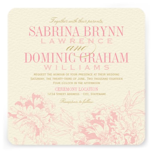 Wedding Invitation | Pink Floral Peony Design