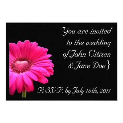 Wedding Invitation: Pink Gerbera with loveheart