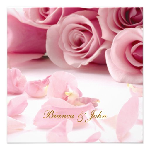 Wedding Invitation Pink Roses Elegant