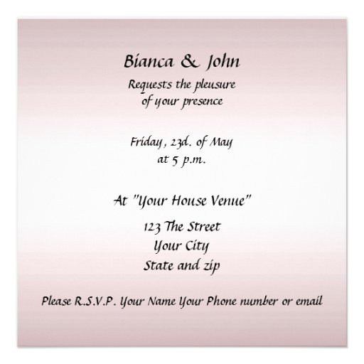 Wedding Invitation Pink Roses Elegant