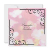 Wedding Invitation Pink Yellow Floral Leafy Swirl