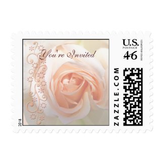 Wedding invitation postage with Bridal rose