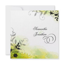 Wedding Invitation Pretty Green Leafy Floral