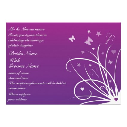 Wedding Invitation - Purple Butterfly Swirl