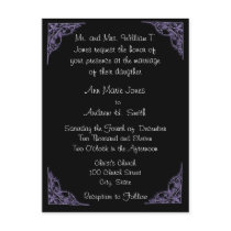 Wedding Invitation Purple Corners postcards