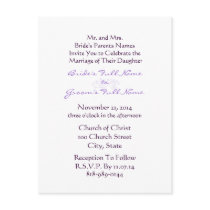 Wedding Invitation Purple Font on White postcards