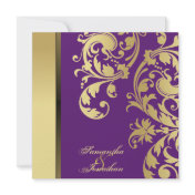 Wedding Invitations-Purple-Gold-Shimmer-Floral
