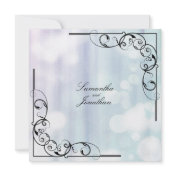 Wedding Invitation Purple Green Floral Leafy Swirl