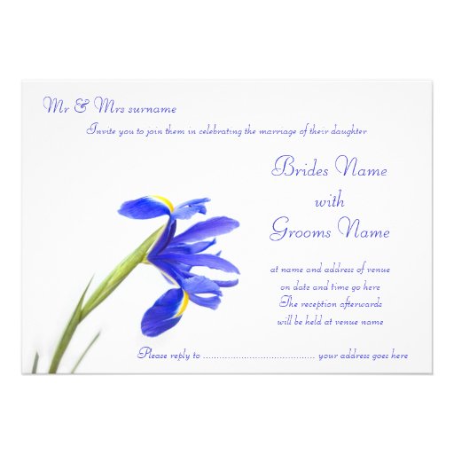 Wedding Invitation - Purple Iris Flower