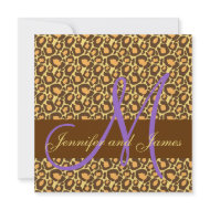 Wedding Invitation Purple Monogram Giraffe Pattern invitation