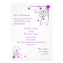 Wedding Invitation - Purple & Pink Flower Swirl