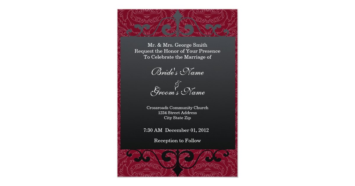 Wedding Invitation - Red and Black | Zazzle