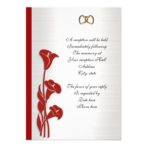 Wedding Invitation red calla lily