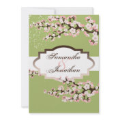 Wedding Invitation Sage Green Cherry Blossom