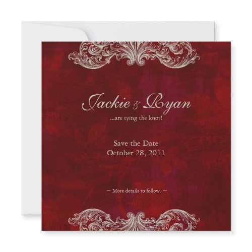 Wedding Invitation Save the Date Antique Roses red invitation