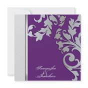 Wedding Invitation Silver Sparkle Floral Swirls