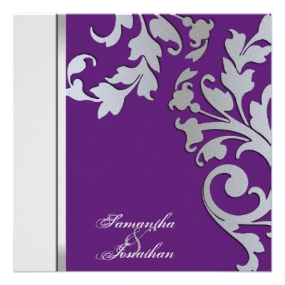 Wedding Invitation Silver Sparkle Floral Swirls