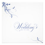 Wedding Invitation Simple Elegance Leafy Blue