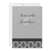 Wedding Invitation Slate Grey Elegant Damask