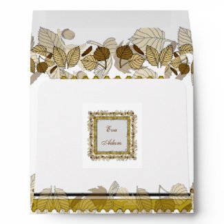 Wedding Invitation Square Envelope Gold Leaves envelope