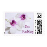 purple orchid wedding invitation stamps