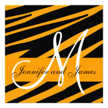 Wedding Invitation Tiger Print Orange
