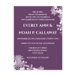 Wedding Invitation Vintage Flowers Grape & White postcards