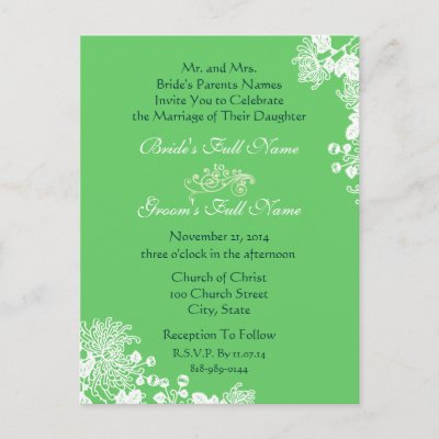 Wedding Invitation Vintage Flowers Green Teal Font Post Cards by samack