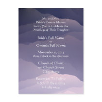 Wedding Invitation White On Misty Purple postcards