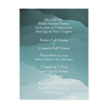 Wedding Invitation White On Misty SeaBlue postcards