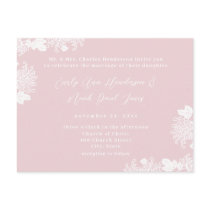 Wedding Invitation White On Pink Vintage Flowers postcards by samack Wedding Invitation White On Pink Vintage Flowers postcards