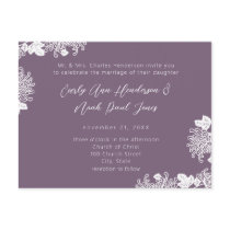 Wedding Invitation White On Purple Vintage Flowers postcards