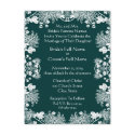 Wedding Invitation White On SeaBlue Vintage Flower postcards by samack Wedding Invitation White On SeaBlue Vintage Flower postcards