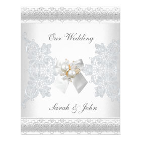 Wedding Invitation White Silk lace pearl jewel