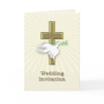 Wedding invitation with a golden cross card