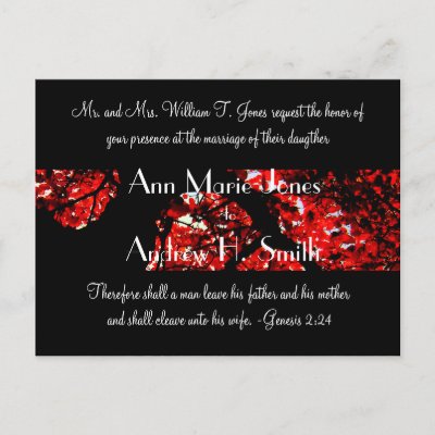 Wedding Invitation with Black With Red Leafed Tree Post Card by samack