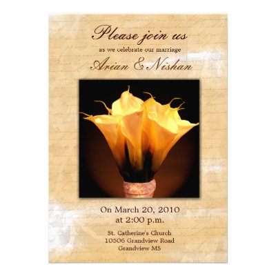 Wedding Invitation with calla lily bouquet