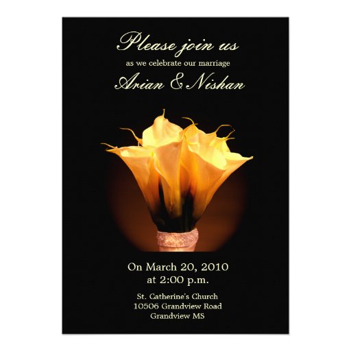 Wedding Invitation with calla lily bouquet