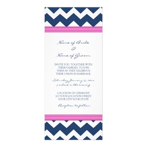 Wedding Invitations Blue Hot Pink Chevron