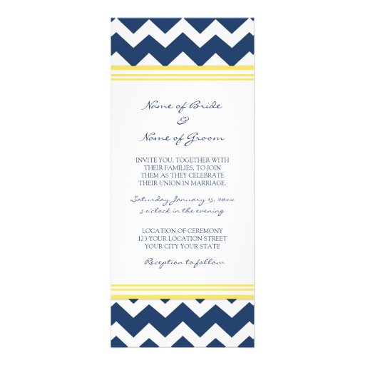 Wedding Invitations Blue Yellow Chevron