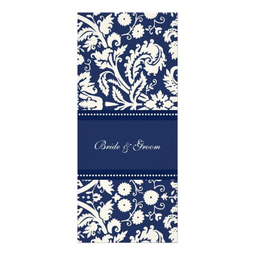 Wedding Invitations Dark Blue Cream Damask