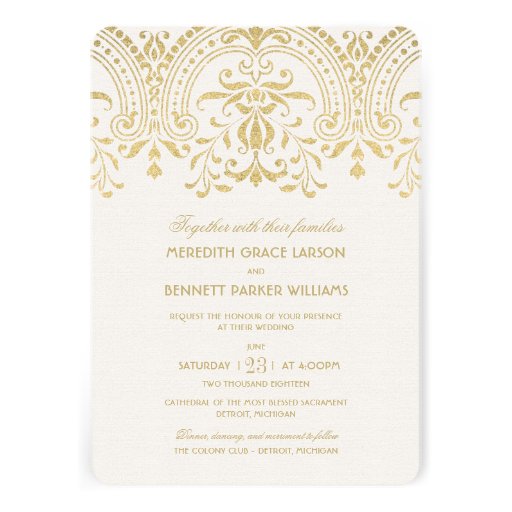 Wedding Invitations | Gold Vintage Glamour