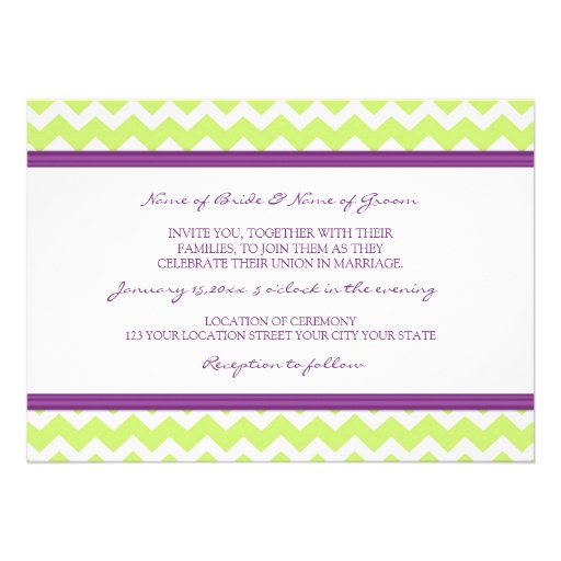Wedding Invitations Green Plum Chevron