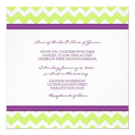 Wedding Invitations Green Plum Chevron