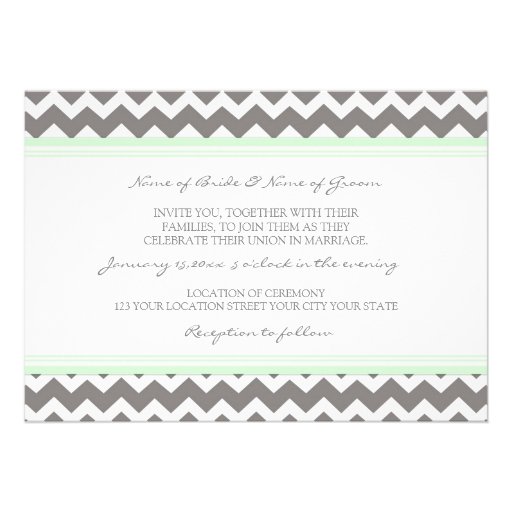 Wedding Invitations Grey Mint Chevron