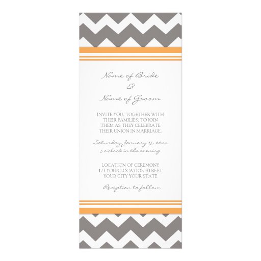 Wedding Invitations Grey Orange Chevron